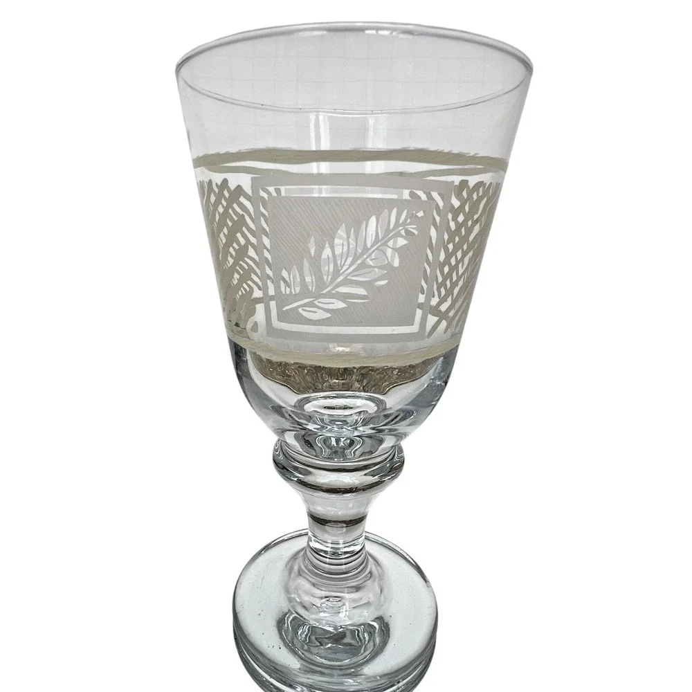 Iced Tea Goblets Pfaltzgraff Sierra Etched Glass 16 oz Vintage Set of 4 Glasses